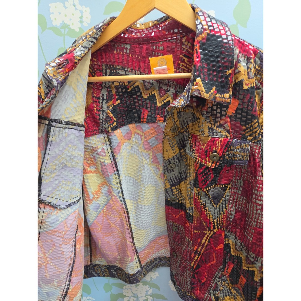 Ruby Rd Woman Multi Color Snakeskin Textured Abstract Print Jacket 16W - Picture 3 of 11